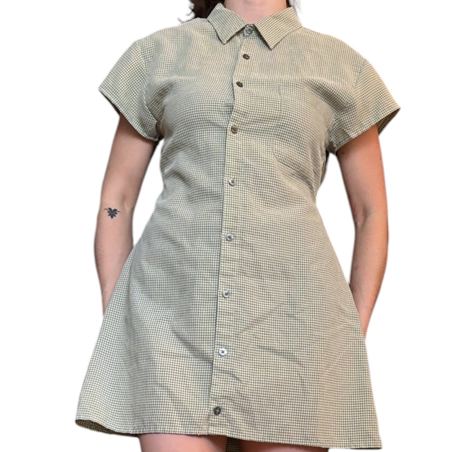 Medium sage green button up dress *tall*