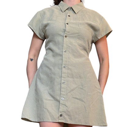 Medium sage green button up dress *tall*