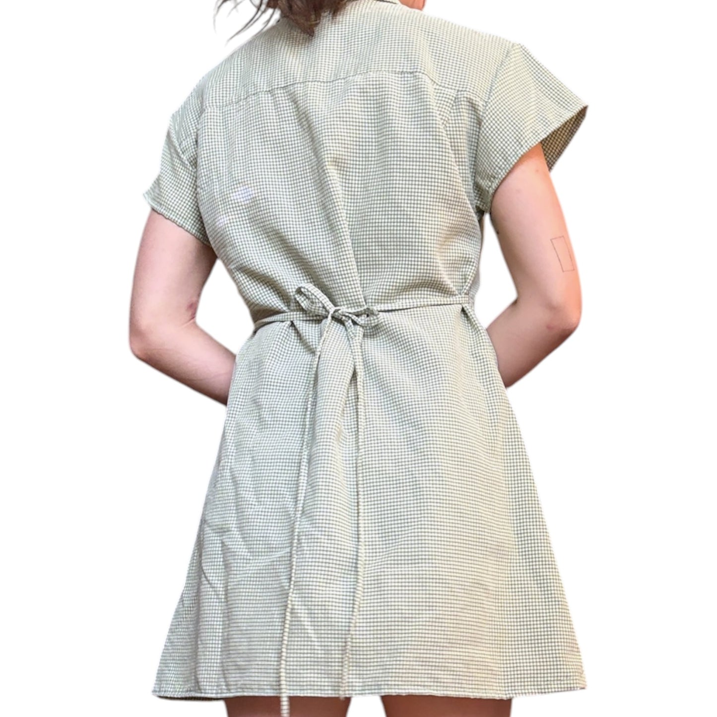Medium sage green button up dress *tall*
