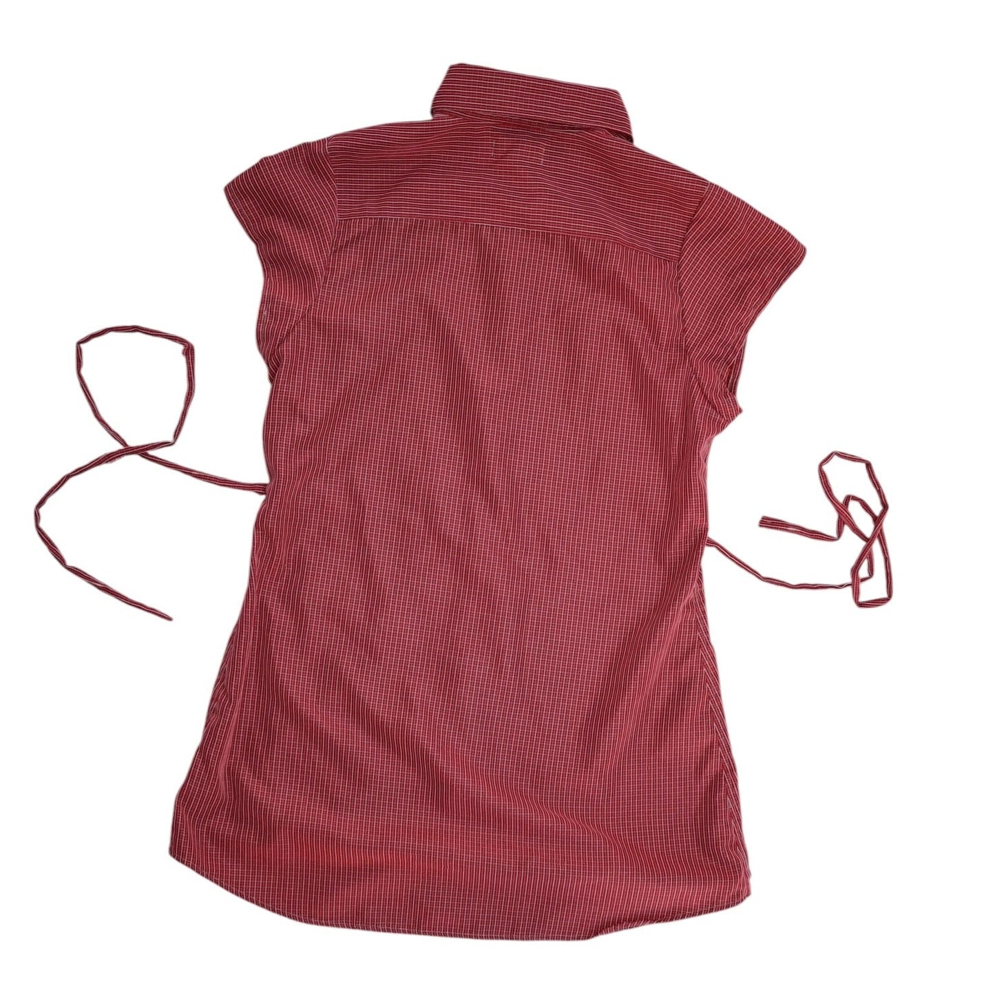Small red upcycled button up dress