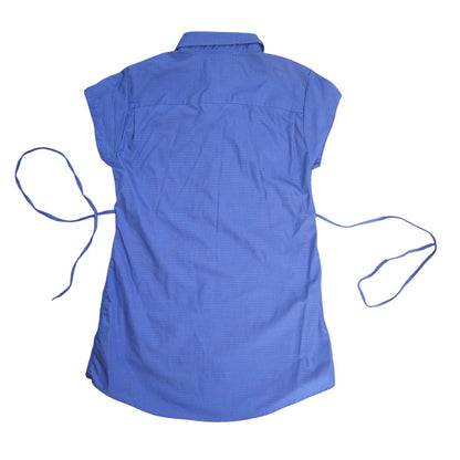 Small blue upcycled button up dress *short*