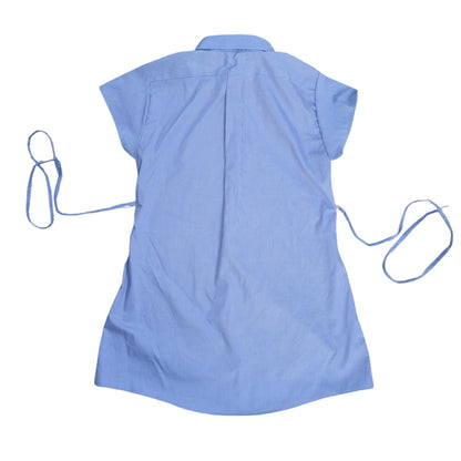 Small blue upcycled button up dress