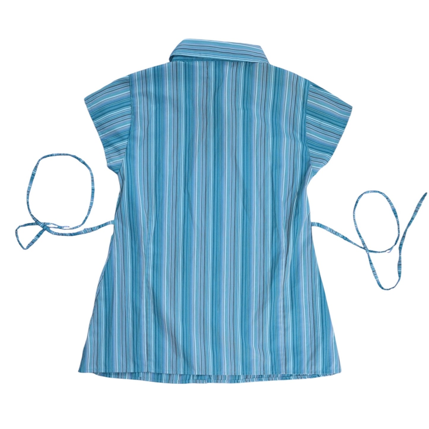 Small turquoise upcycled button up dress *short*