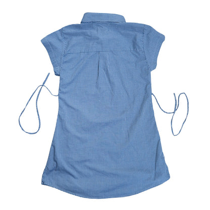 Small turquoise upcycled button up dress