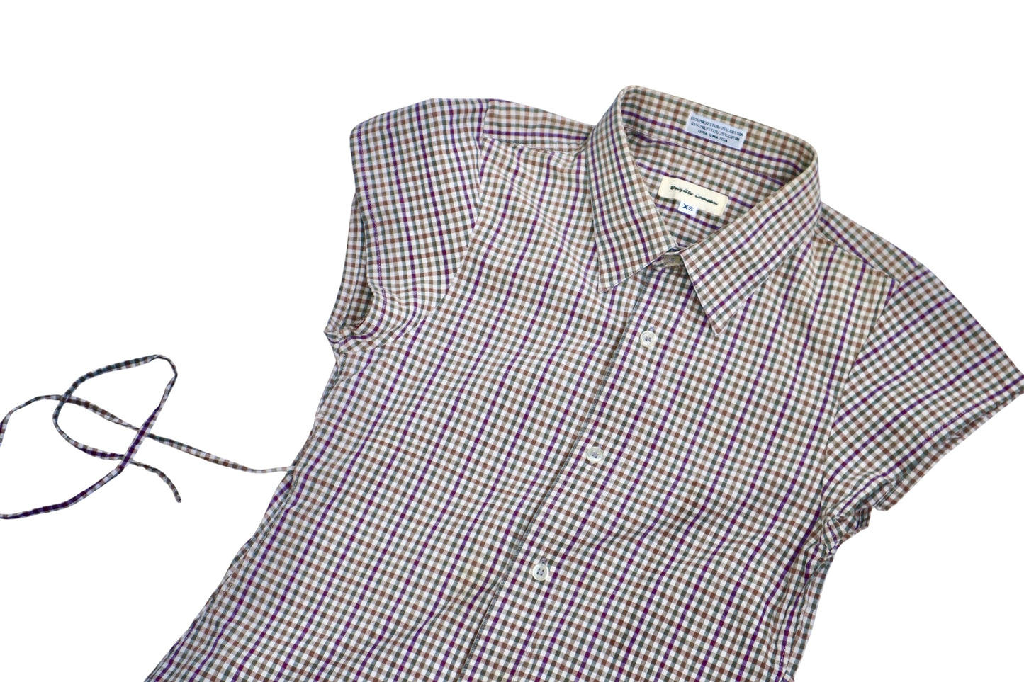 XS plaid upcycled button up dress *short*