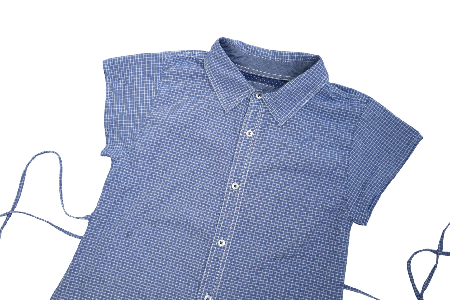 Small checkered upcycled button up dress *short*