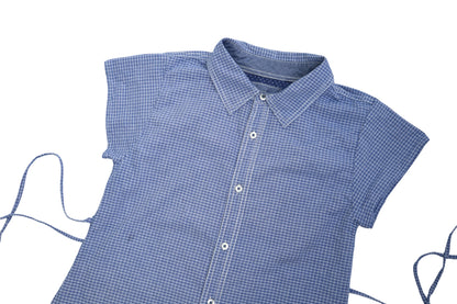 Small checkered upcycled button up dress *short*