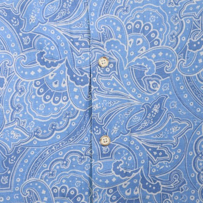 Small blue upcycled button up dress