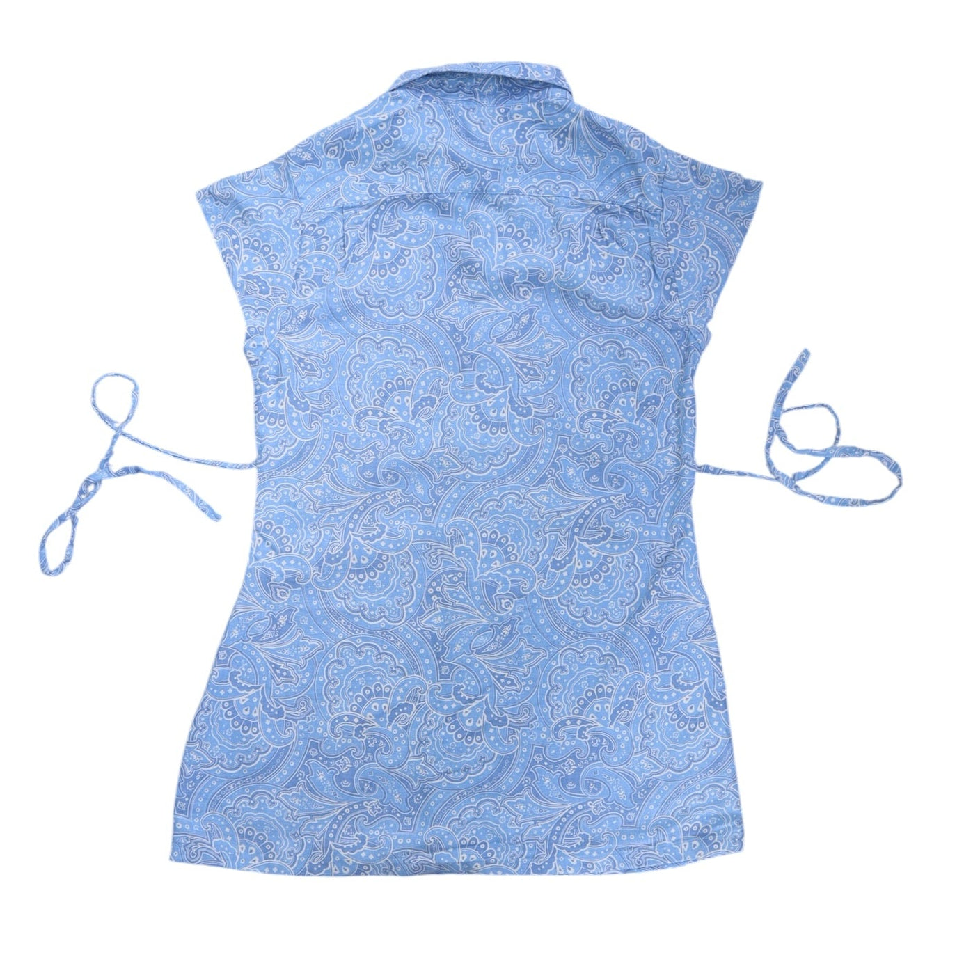 Small blue upcycled button up dress