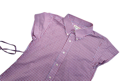Small plaid upcycled button up dress