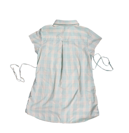 Large mint green upcycled button up dress