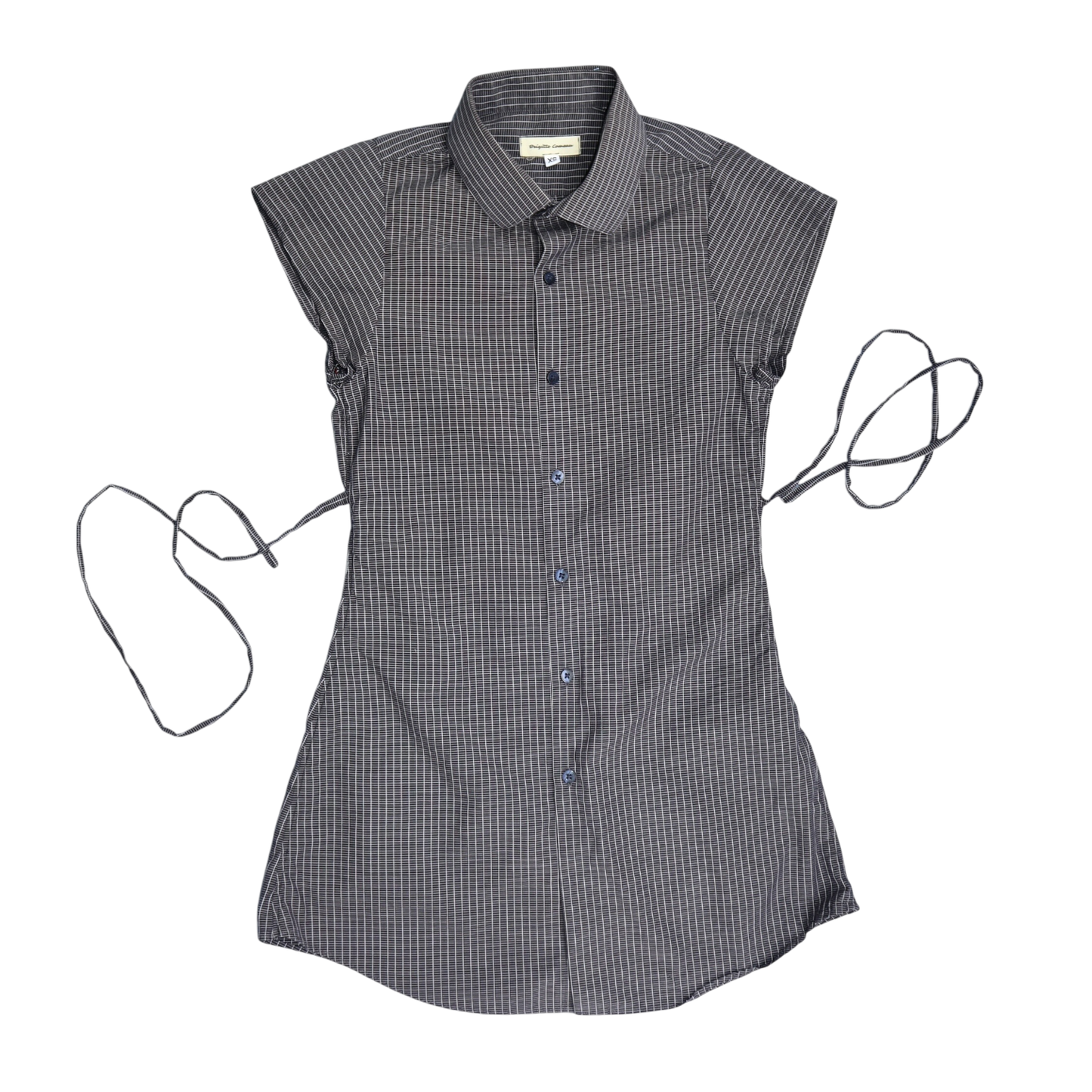 XS black upcycled button up dress *short*
