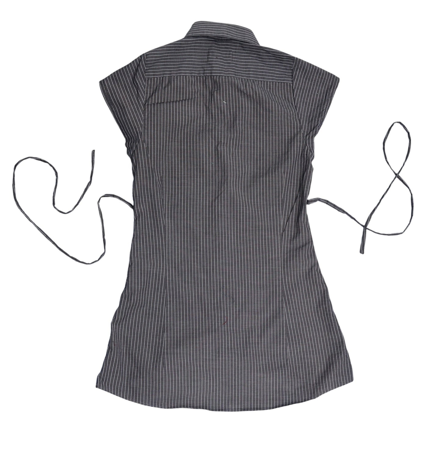 XS black upcycled button up dress *short*