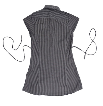 XS black upcycled button up dress *short*