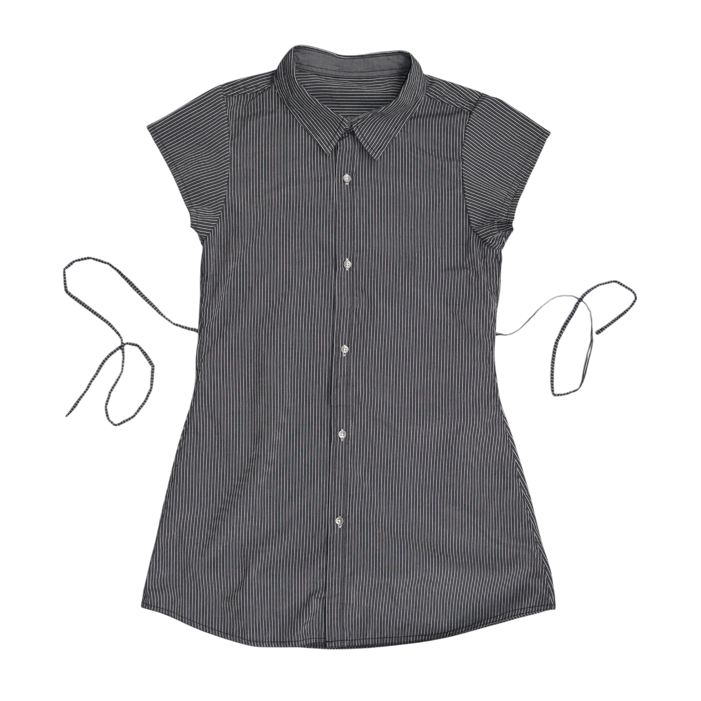 Small black upcycled button up dress *short*