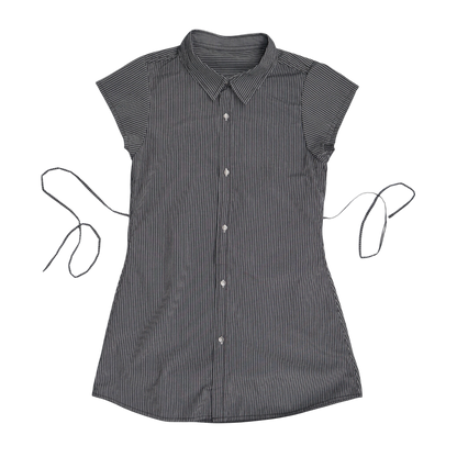 Small black upcycled button up dress *short*