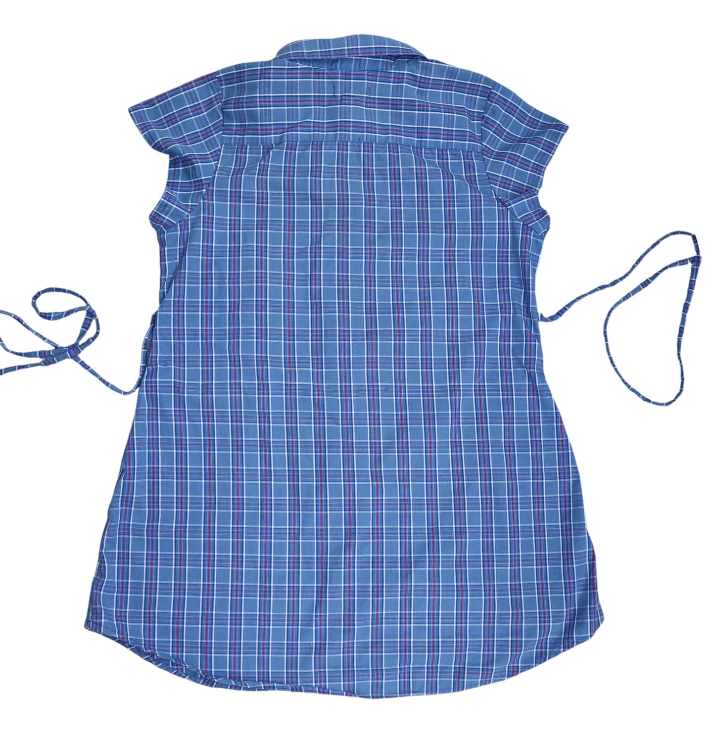 XL blue plaid upcycled button up dress