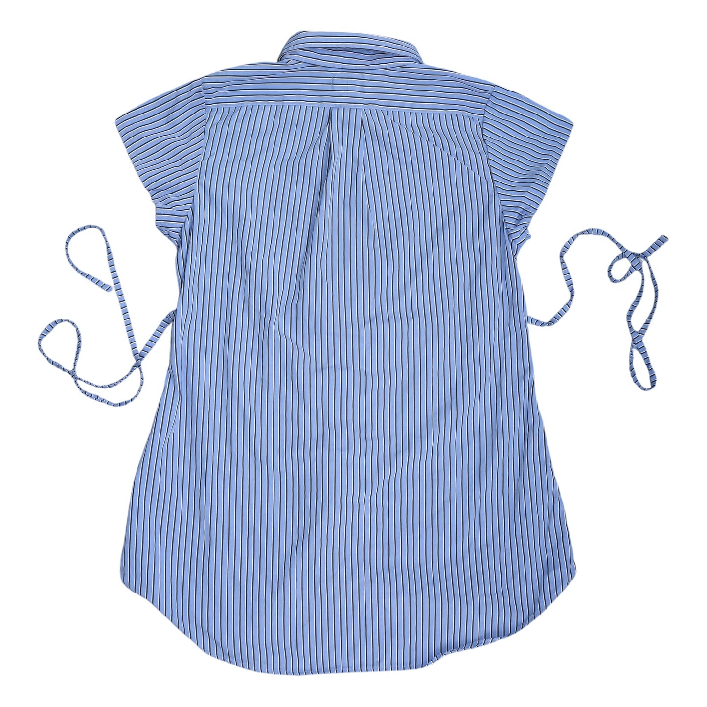 Large blue striped upcycled button up dress
