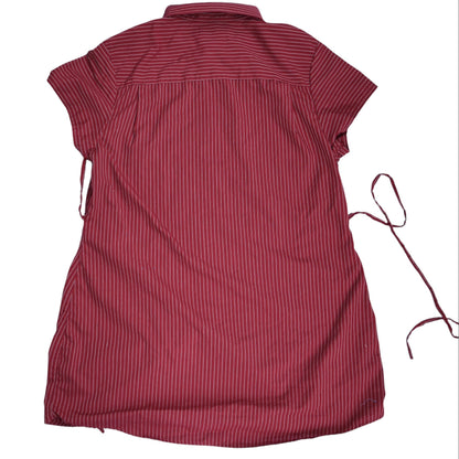 XL burgundy upcycled button up dress *tall*