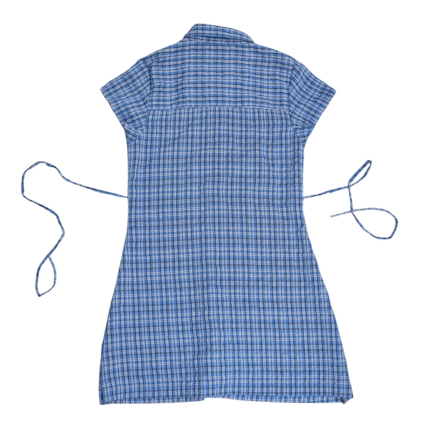 Small blue upcycled button up dress *tall*
