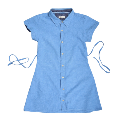 XXS blue upcycled button up dress