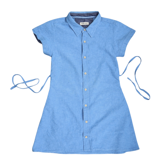 XXS blue upcycled button up dress