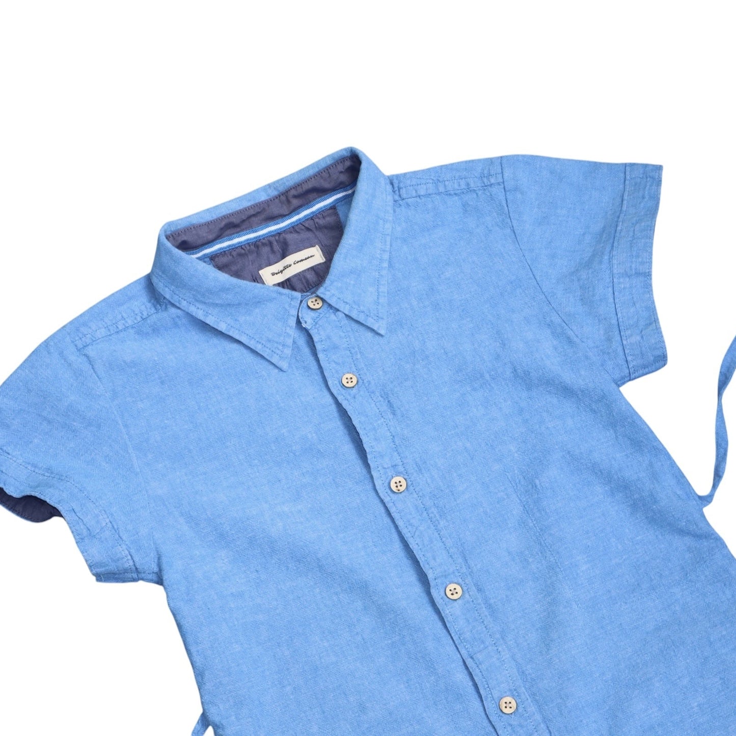 XXS blue upcycled button up dress