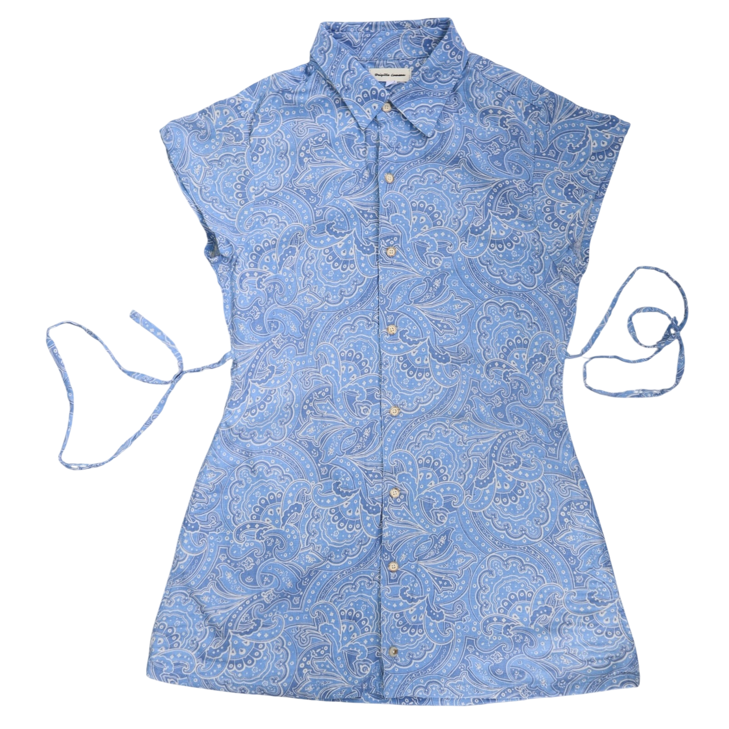 Small blue upcycled button up dress