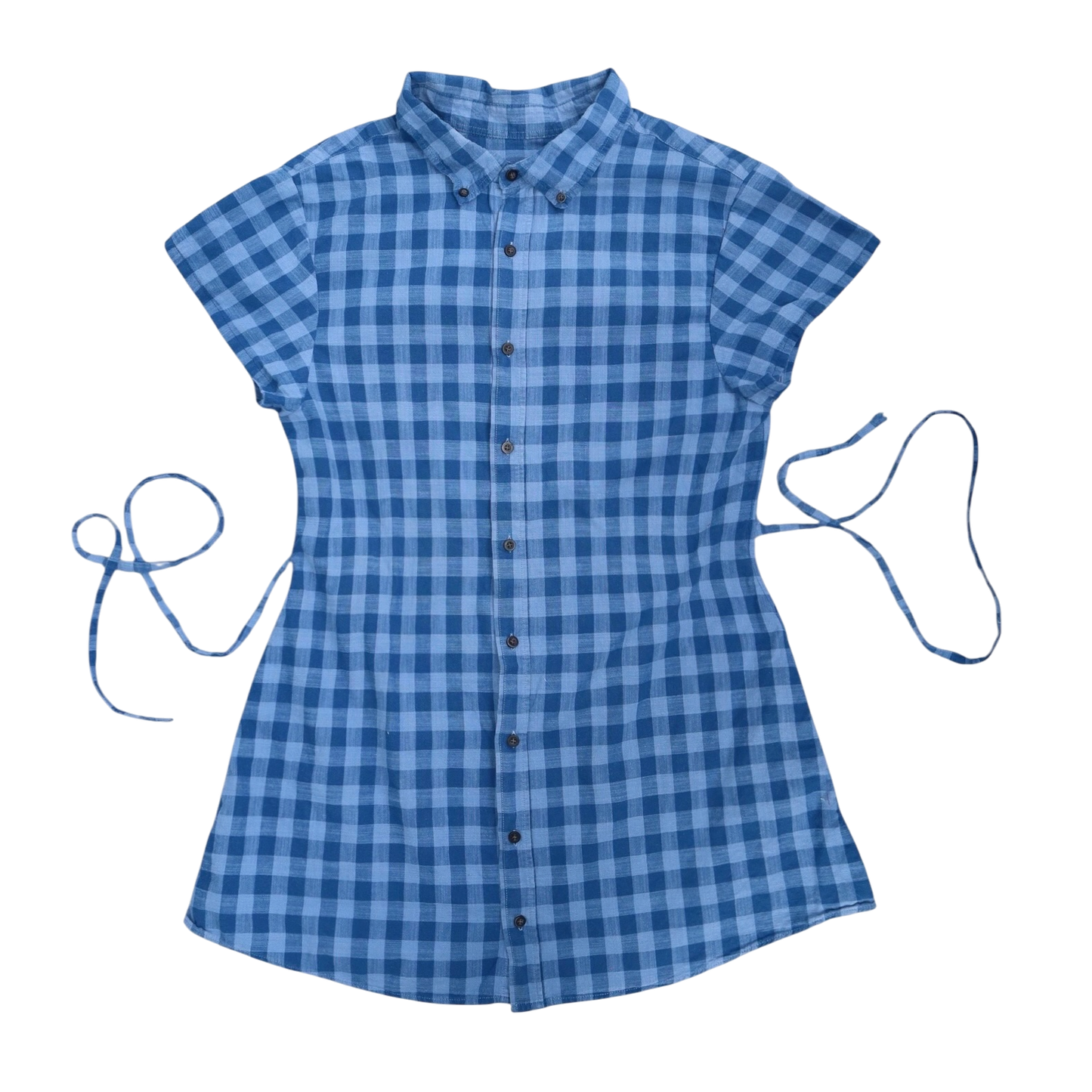 Large gingham upcycled button up dress