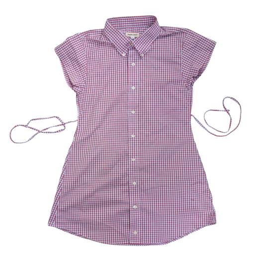 Small plaid upcycled button up dress