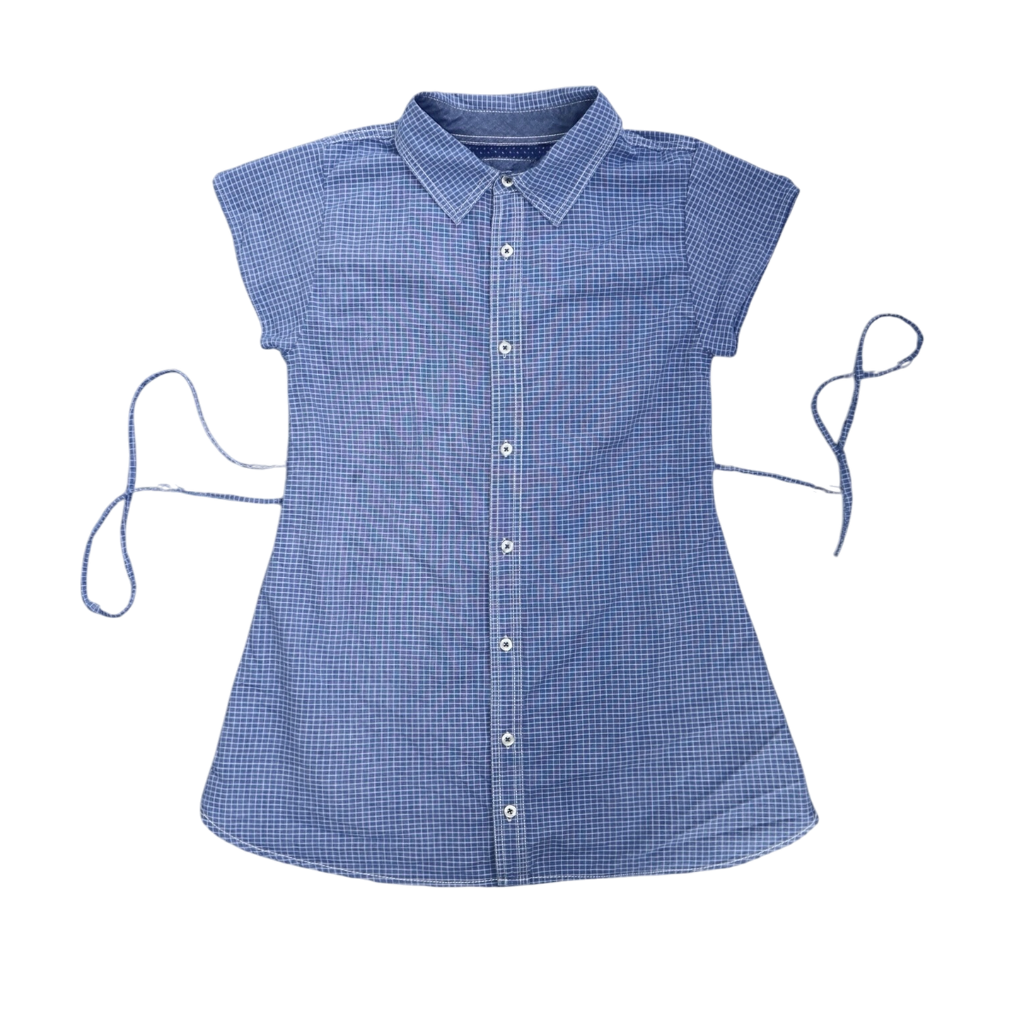 Small checkered upcycled button up dress *short*