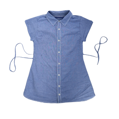 Small checkered upcycled button up dress *short*