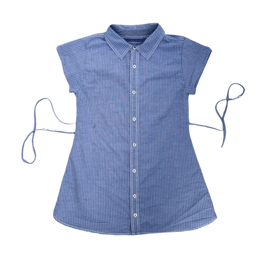 Small checkered upcycled button up dress *short*