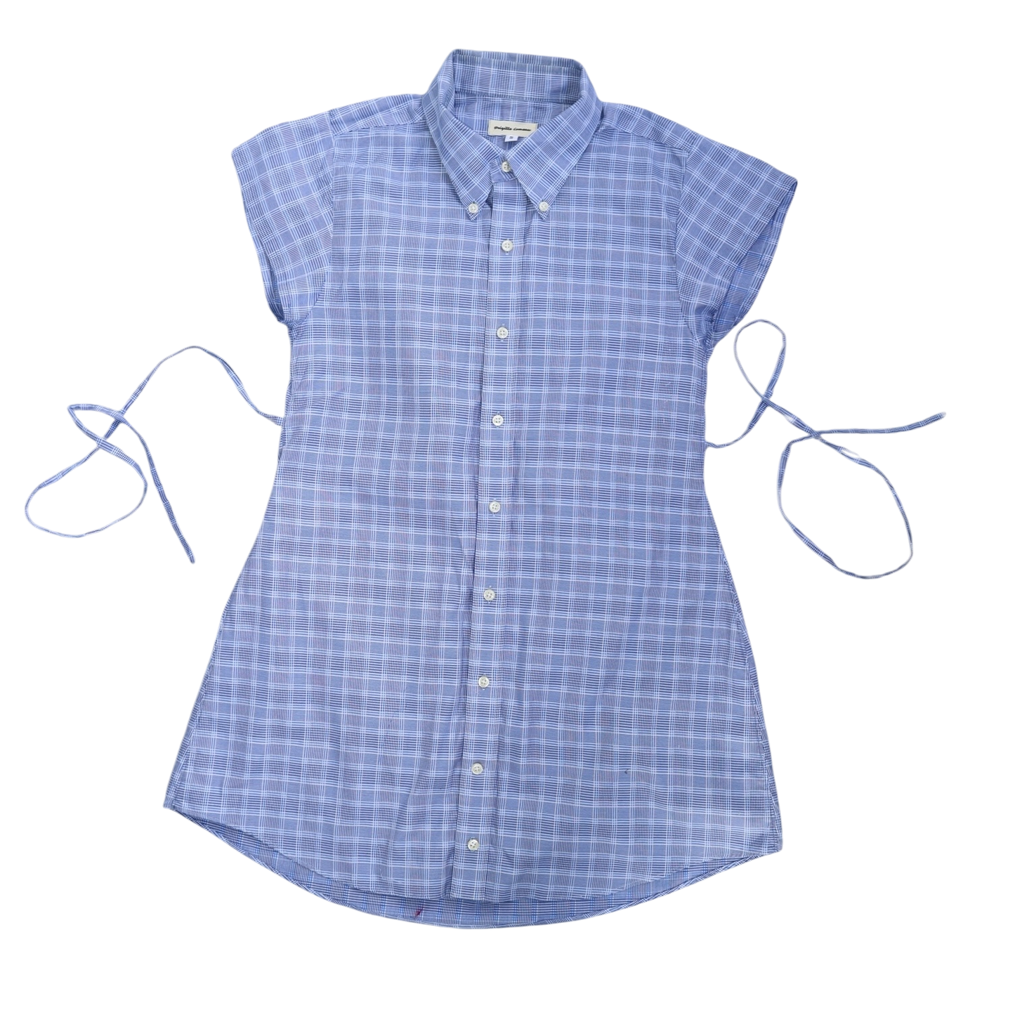 Small blue upcycled button up dress