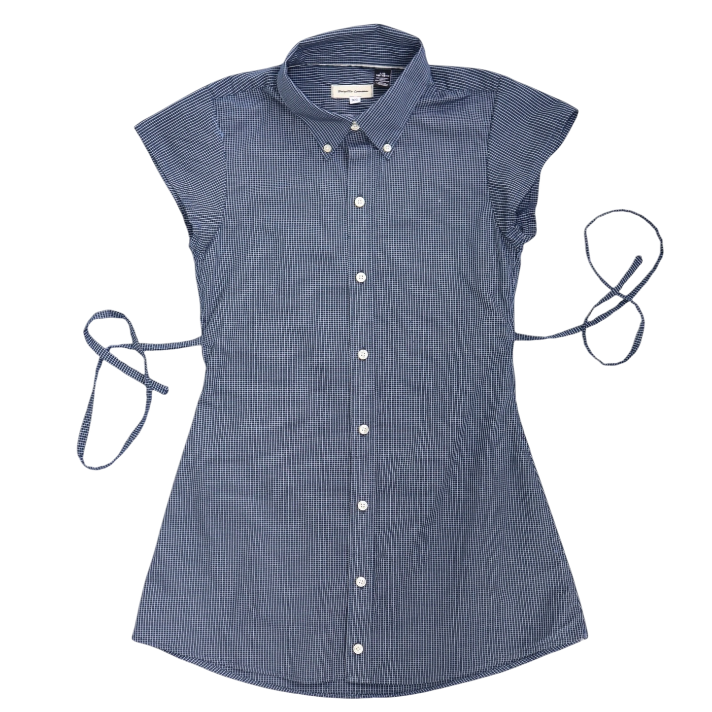 XS navy upcycled button up dress