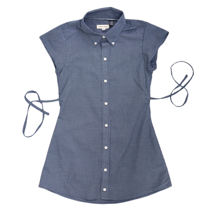 XS navy upcycled button up dress