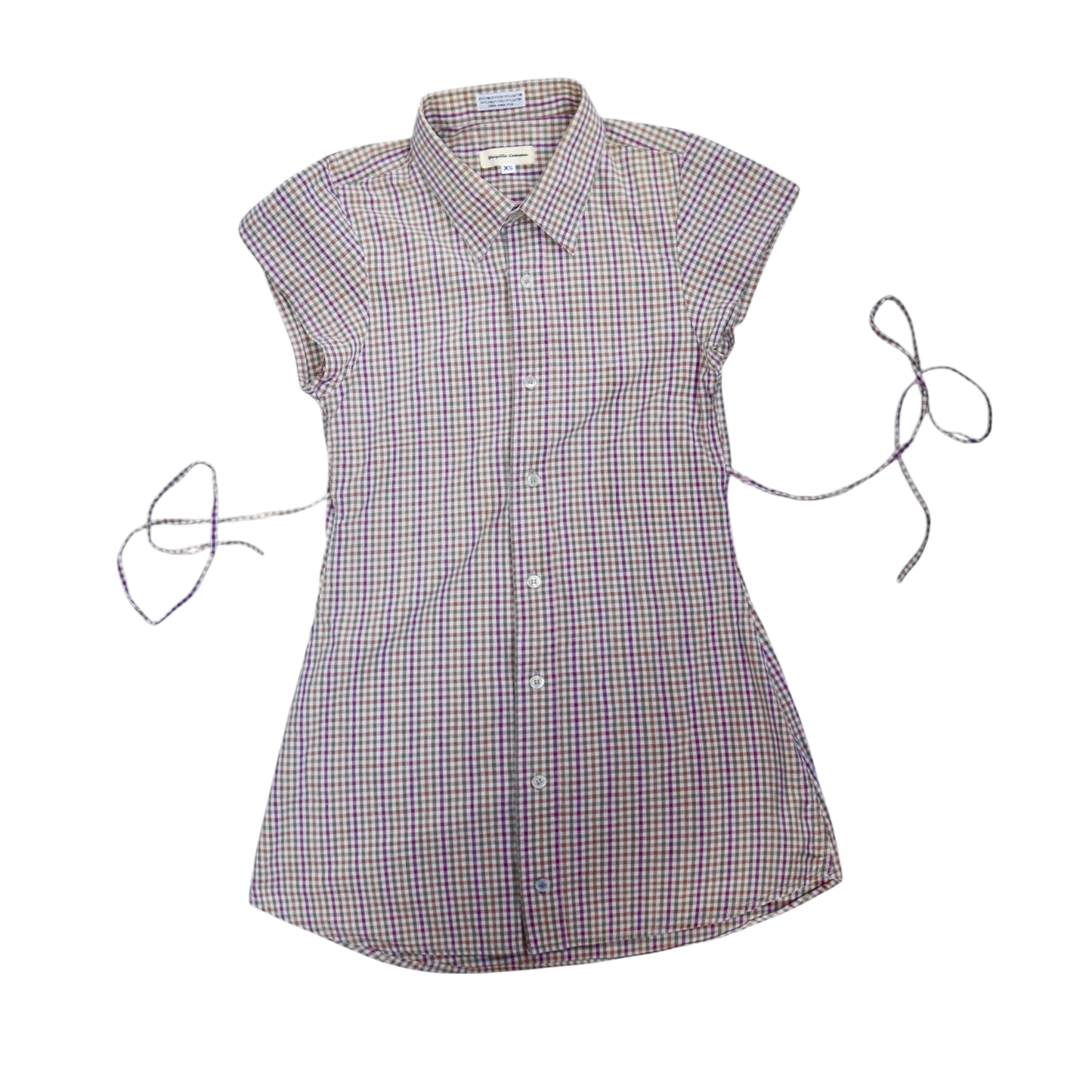 XS plaid upcycled button up dress *short*