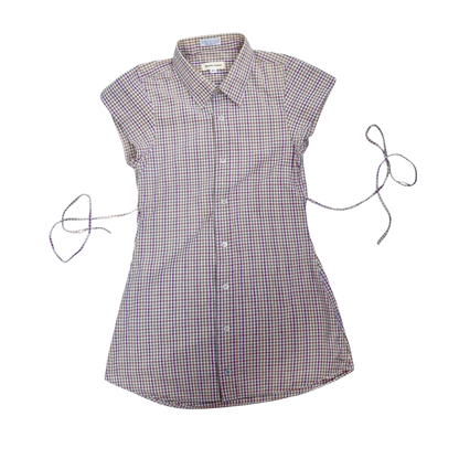 XS plaid upcycled button up dress *short*