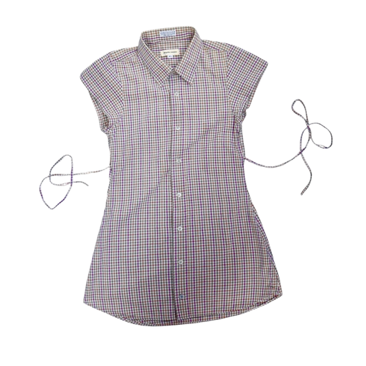 XS plaid upcycled button up dress *short*