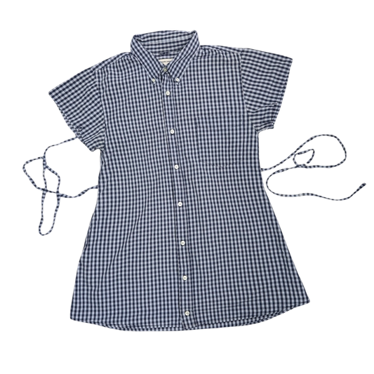 Large plaid upcycled button up dress *short*