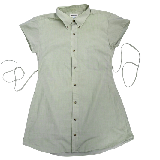 Large light green upcycled button up dress *tall*