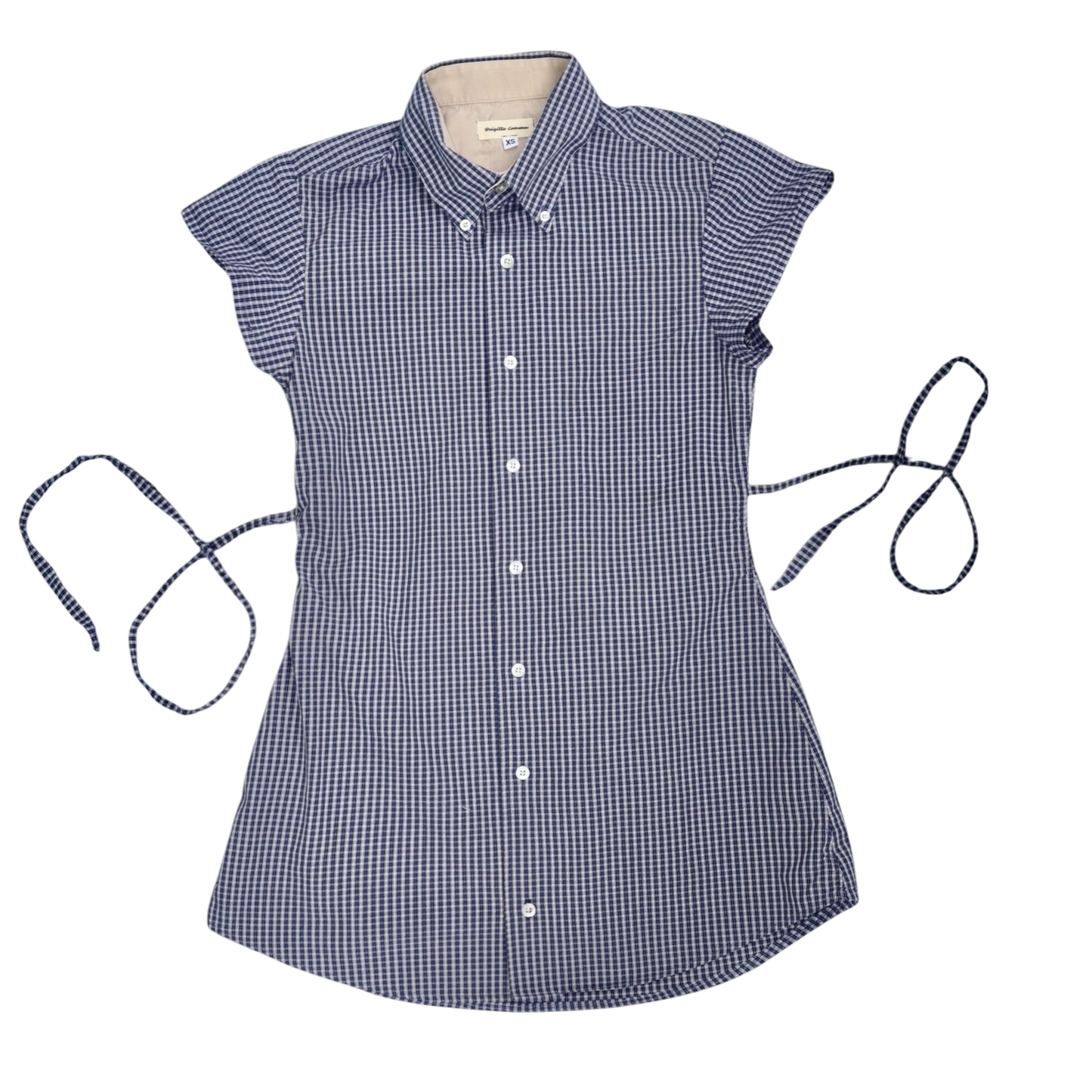 XS plaid upcycled button up dress *short*