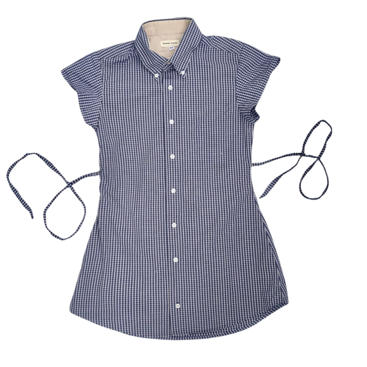 XS plaid upcycled button up dress *short*