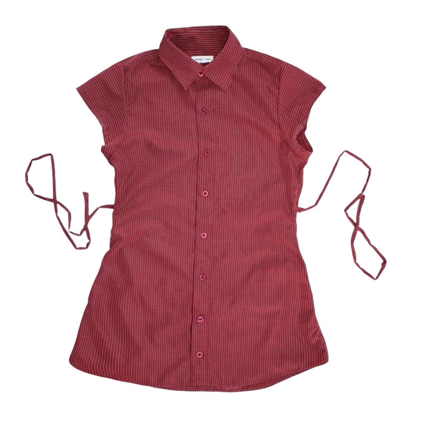 Small red upcycled button up dress