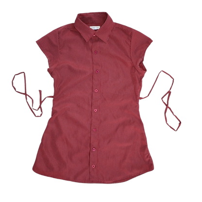 Small red upcycled button up dress