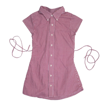 XS red gingham upcycled button up dress