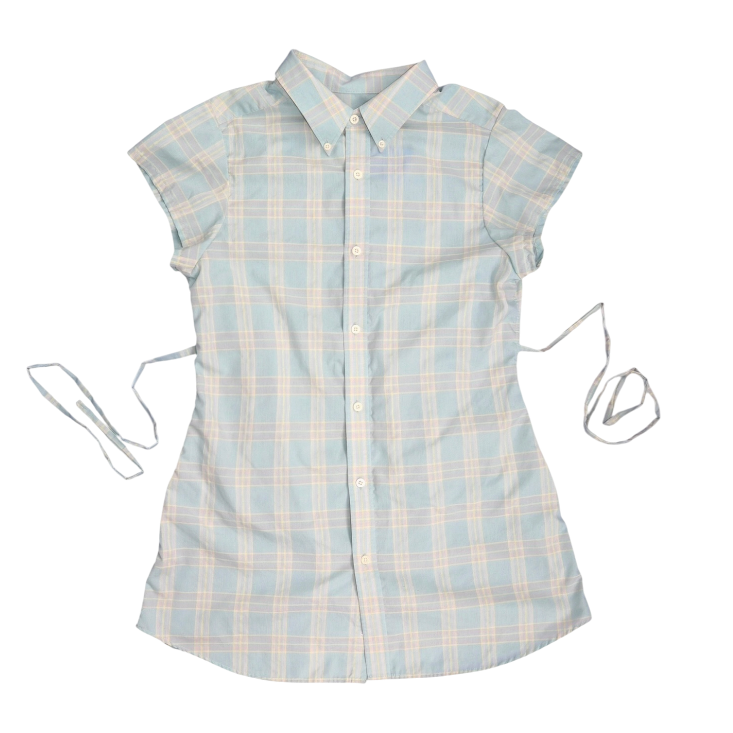 Large mint green upcycled button up dress
