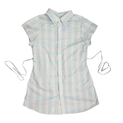 Large mint green upcycled button up dress