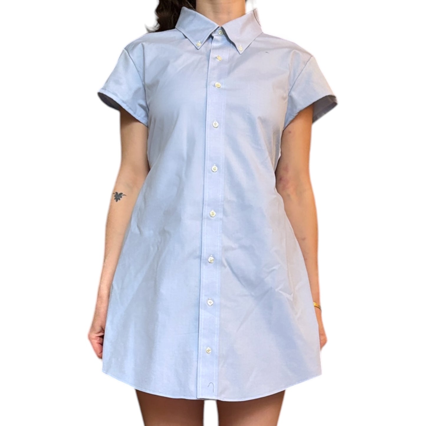 Medium light blue button up dress *tall*