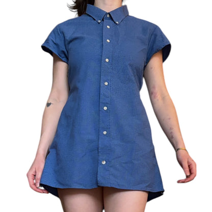 Medium blue button up dress *short*